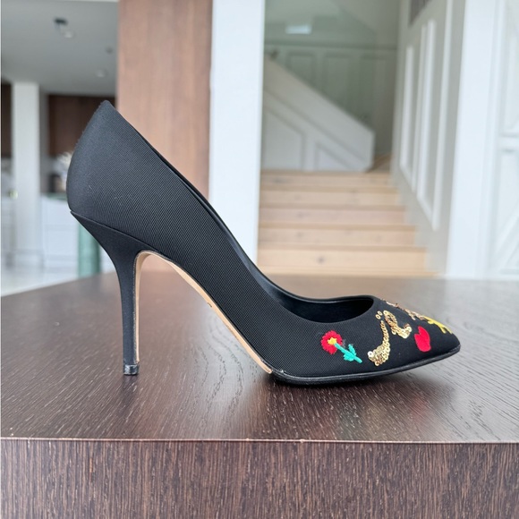 Pristine RARE Dolce & Gabbana Je Taime Maman Sequined Embroidered Pumps Sz 37 - Picture 8 of 13